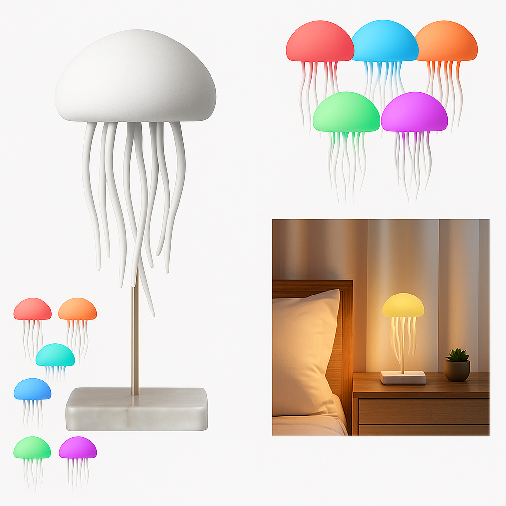 Cute Jellyfish LED Night Light – Voice Control RGB Lamp